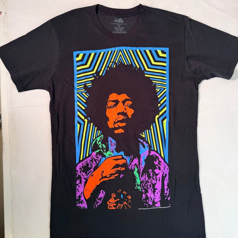 Vintage 85 Unisex Blacklight Jimi Hendrix Psychedelic Graphic T-Shirt Cotton M
